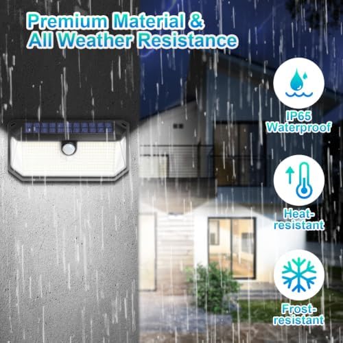 Solar Lights Outdoor Waterproof, 4-Pack Super Bright 388 LEDs Motion Sensor Security Lights with Lights Reflector and 3 Lighting Modes, Waterproof Solar Wall Lights for Patio, Deck, Fence, Garage - Image 5