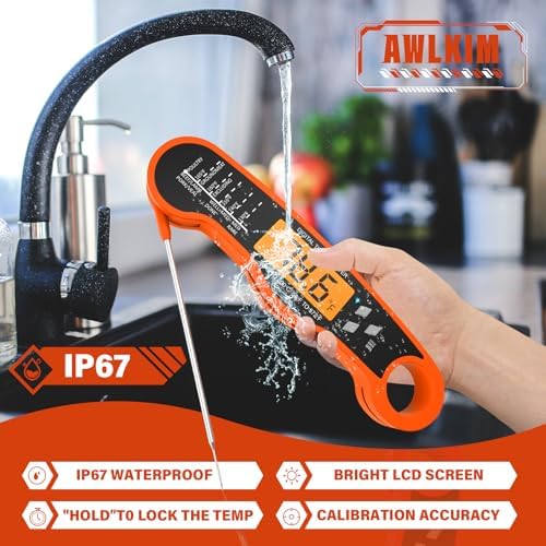 AWLKIM Meat Thermometer Digital, Instant Read Food Thermometer, Orange - Image 4