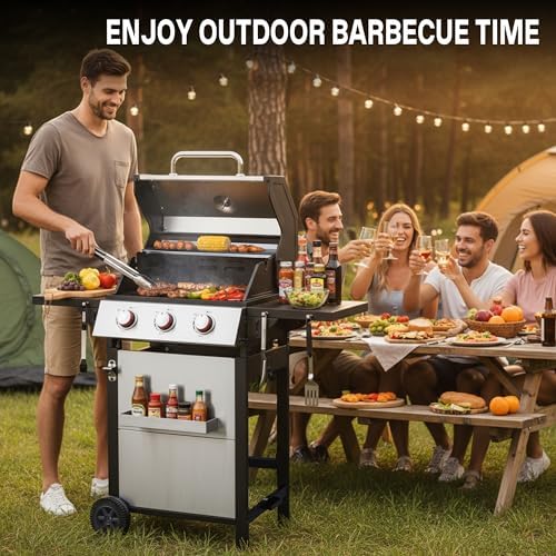 3-Burner Propane Gas Grill with Double-Wall Insulated Lid - Image 7