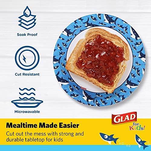 Glad for Kids Disposable Paper Plates, Sharks, 8.5 Inch, 20 Count, 6-Pack - Image 2