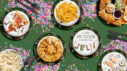 Birthday Galore Duck Hunter Baby Shower Gender Reveal – 32 Pieces Large 9" Round Disposable Paper Plates – Ideal for Vibrant, Bright Themes, Celebrations, Party Decorations, & For All Kinds of Events - Image 7