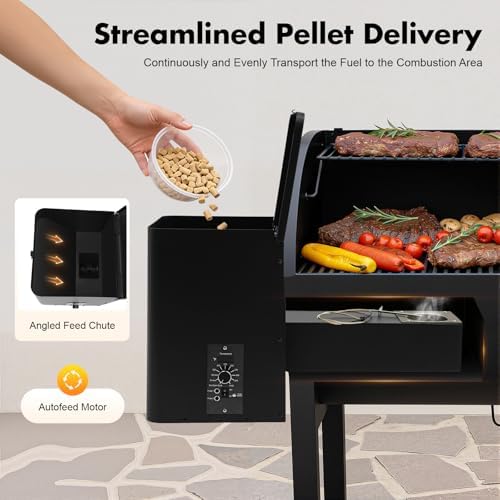 Pellet Smoker Pellet Hopper Assembly Kit, Electric Wood Pellet Smoker Grill Part with Digital Temperature Controller, for BBQ Smoke Bake Roast, 180℉- 500℉ Adjustment - Image 5