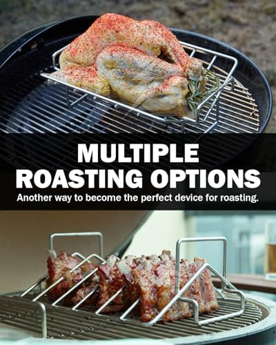 Turkey Roasting Rack, V-shaped Rack for Grilling - Stainless Steel Dual-purpose BBQ Rib Rack for Smoking, Turkey Cooking Racks for Roasting Pan, Ideal for Smoker, Large Egg, Classic Joe, Weber, etc. - Image 6