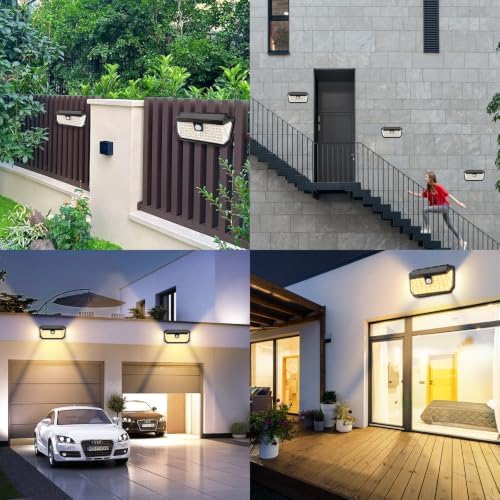 Brightever Solar Motion Sensor Outdoor Lights, 4000LM 344 LEDs Solar Outdoor Lights, IP65 Waterproof Exterior Flood Security Lights with 270° Wide Angle & 3 Modes for Patio Garage, 8-Pack Black - Image 2