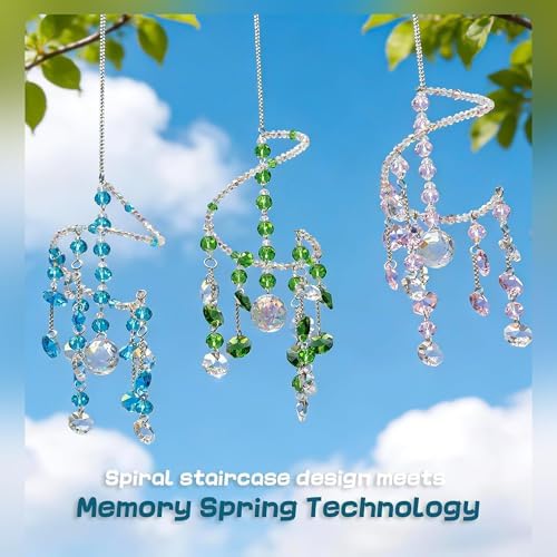 3 Pcs Crystal Suncatchers Wind Chimes, Spiral Sun Catchers Indoor Window - Image 2