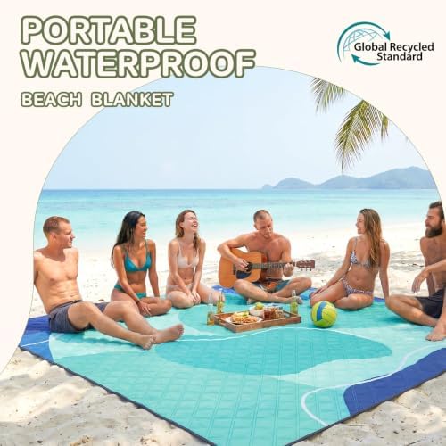 Genovega Waterproof Beach Blanket Picnic Outdoor Mat Rug Oversized Women Mexico Vacation Trip Hawaii Gift Costa Rica Must Have Resort Rio de Janeiro Bahamas Punta Cana Essential Waikiki Palm Spring - Image 3