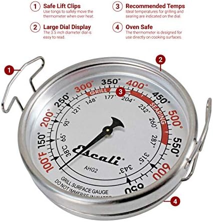 Escali AHG1 Stainless Steel Direct Grill Surface Thermometer, Searing Temperature Zones 100-500F Degree Range NSF Certified - Image 3