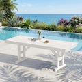KINGYES Outdoor Dining Table,84'' HDPE Patio Table with Umbrella Hole,White by KINGYES