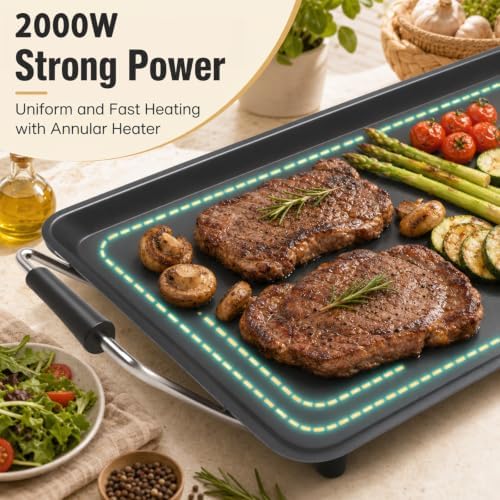 DORTALA 35" Extra Large Electric Griddle 2000W - Image 2