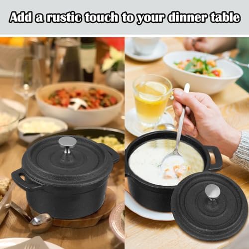 4 Pcs Mini Dutch Oven, 500F Small Round Iron Dutch Oven Pot, 17 oz - Image 4