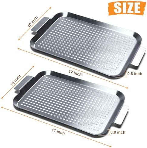 Grill Pan Set of 2, BBQ Grill Topper for Outdoor Grill, Middle - Image 3