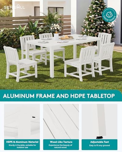 SERWALL Outdoor Expandable Dining Table, White - Image 3