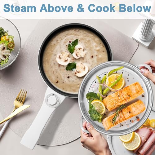 Dezin Hot Pot Electric with Steamer, 1.5L Non-Stick Portable Electric Pot - Image 4
