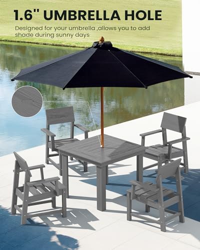 SERWALL HDPE Outdoor Dining Table and Chairs Set for 4 - Image 3