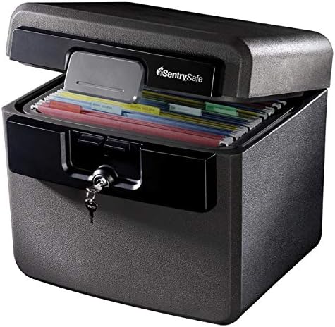 SentrySafe Black Fireproof and Waterproof Safe, File Folder and Document Box with Key Lock, 14.3 x 15.5 x 13.5 inches, HD4100 by SentrySafe