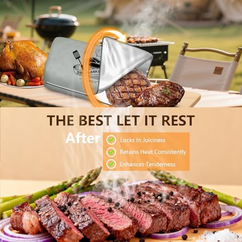 BBQ Blanket for Resting Meat,Barbecue Blanket for Resting Meat,21 Inch BBQ Blanket Meat Resting Bag,Reusable Smoker Grilling Meat Insulated Brisket Bag Grilling Gifts for Men(Gray-with Gift Box) - Image 3