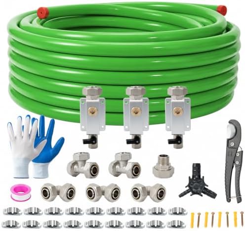 3/4"×100ft Shop Air Line Kit for Garage, Hdpe-Aluminum Rapid Air System Includes Right Angle Fittings and Tee Fittings, Compressed Air Piping System Leak Proof&Easy to Install-Green by Unknown