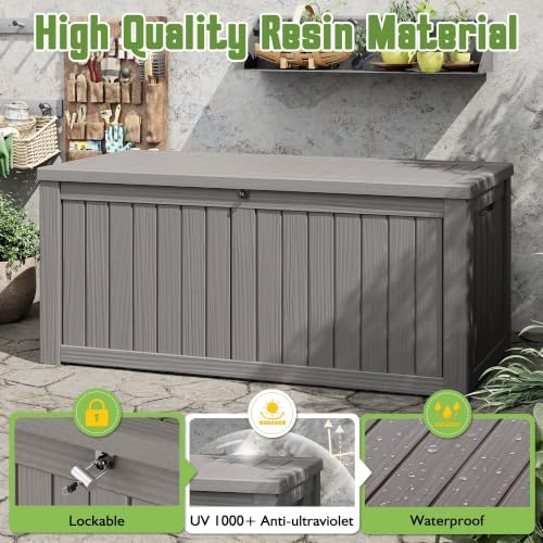 Outdoor Storage Waterproof Deck Box for Patio (150 Gallon, Grey) - Image 4