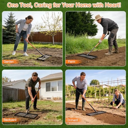Lawn Leveling Rake, 30"x10" Leveler with 78" Adjustable Handle - Image 5