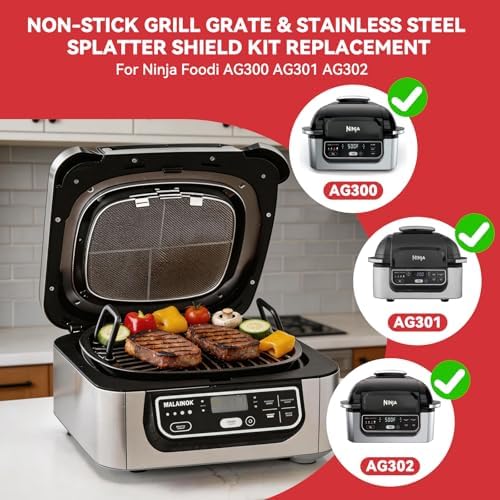 Grill Grate and Splatter Shield for Ninja Foodi 5-in-1 Grill Parts, Non-Stick Griddle Pan and Splatter Screen for Ninja Foodi AG300, AG301C, AG302, AG400 Accessories - Image 4
