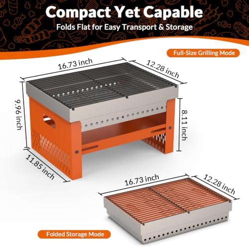 Portable Foldable Charcoal Grill, Small Tabletop Hibachi, BBQ Grill - Image 5