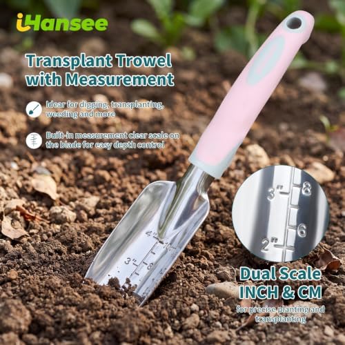 Pink Garden Tool Sets 4-Piece, Aluminum Gardening Hand Tool Kit - Image 3