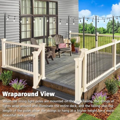 Beizelte 4 Pack 5Ft String Light Poles,Outside String Lights,Outdoor Light Poles,Metal Poles Stand for Patio,Backyard,Deck - Image 5