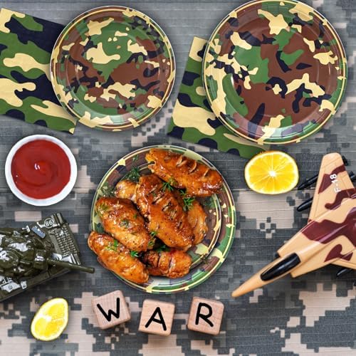 180PCS Camo Paper Plates and Napkins Party Supplies Serve 60, - Image 4