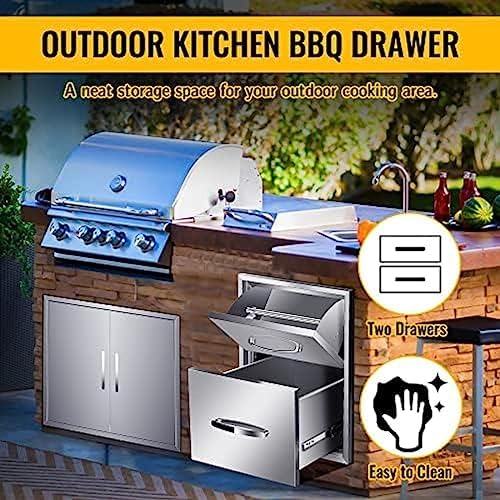 BBQ Outdoor Kitchen Drawers Stainless Steel 3-Drawer BBQ Drawer Enclosed Built-in Drawer Flush Mount for Outdoor Kitchens & BBQ Islands,16Wx20Dx20H - Image 7