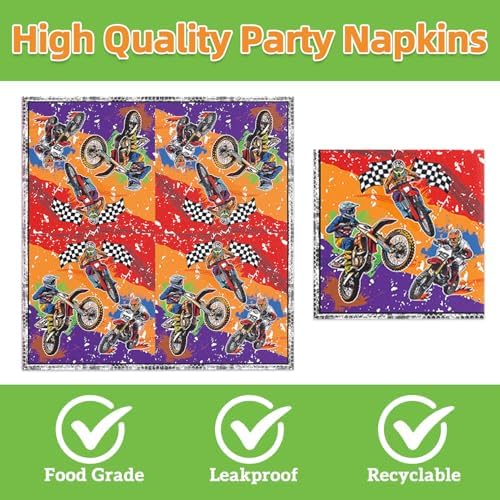 40pcs Dirt Bike Birthday Party Decorations Dirt Bike Motorcycle Plate Napkins for Boys Motocross Dirt Bike Party Supplies - Image 4