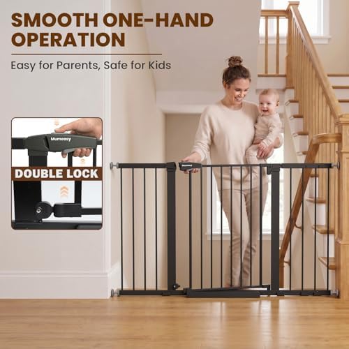 Mumeasy 36" Extra Tall Baby Gate for Stairs, 29.7-54.2" Wide Dog Gate for Doorways, Walk Thru Pet Safety Gate for Indoor, Pressure Mounted with Auto Close, Easy Install No Drill for Toddlers, Black - Image 5