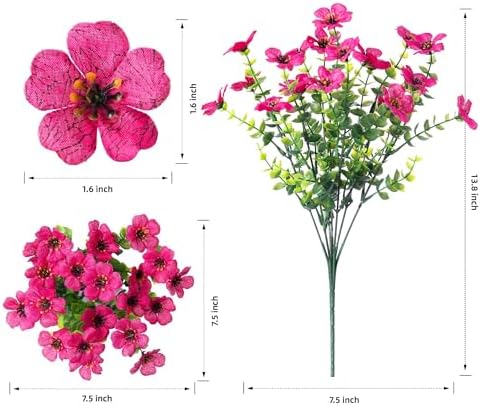 Daisy Artificial Flowers for Outdoors Decor, 12 Bundles Faux Daisy with Eucalyptus Fake Plants Greenery UV Resistant Look Real Colorful Faux Flowers for Outside Planter Porch Patio Yard Gardens, Mix - Image 6