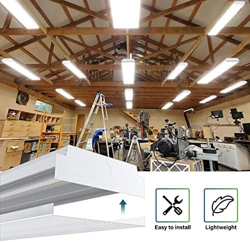 ANTLUX 4FT LED Wraparound 40W Shop Lights for Garage, 4400lm, 5000K, 4 Foot Crystal LED Wrap Light, 48 Inch Integrated Linear Strip Flush Mount Office Workshop Ceiling Lighting Fixture, 4 Pack - Image 4