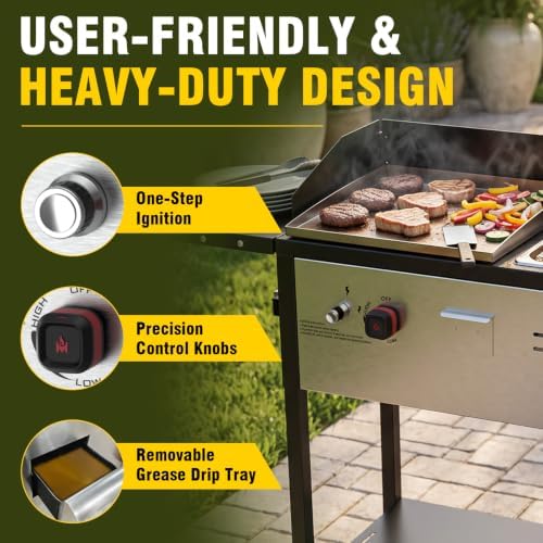 BESTFIRE Propane Griddle with Deep Fryer Combo 33000 BTU 2 Burner Gas Grill - Image 4