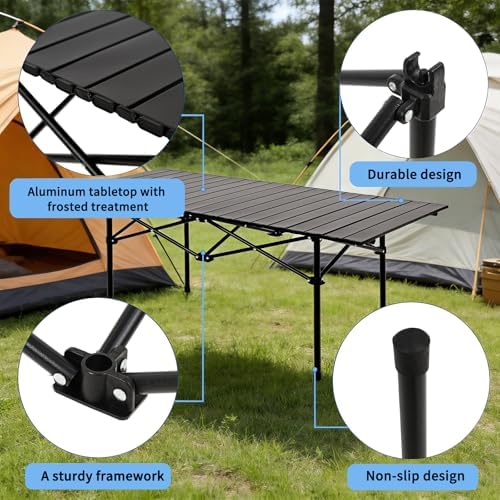 Camping Table with 6 Chairs, Portable Folding Picnic Table Set - Image 5