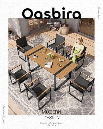 Full Grounded Outdoor Dining Set, Aluminum Patio Table and Chairs - Image 5