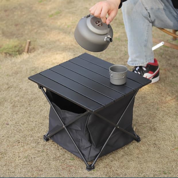 SOUJOY Folding Camping Table with Storage Bag, Small Beach Side Table, Portable Collapsible Aluminum Picnic Tent Side Table for Outdoor Cooking, BBQ, Hiking, Boat, Travel - Image 7