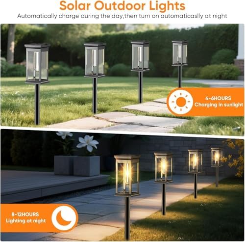 Solar Pathway Lights Outdoor Waterproof – 12 Pack Bright Solar Powered Garden Lights with Auto On/Off, IP65 LED Landscape Lighting for Walkway Patio Lawn Yard Decor - Image 4