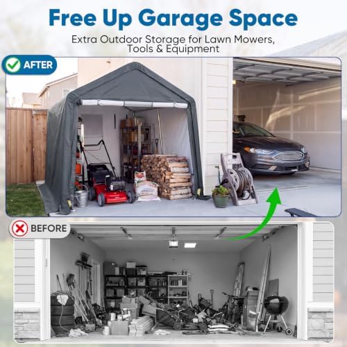 Quictent Heavy Duty 8x14FT Carport Storage Shelter with Roll-Up Door&Vents - Image 5