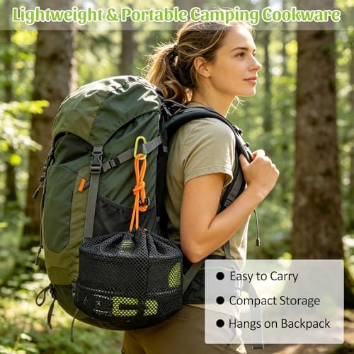 14pcs Camping Cookware Set Camping Pots and Pans Set with Cups Plates Forks Knives Spoons for Camping Outdoor Cooking and Picnic - Image 7