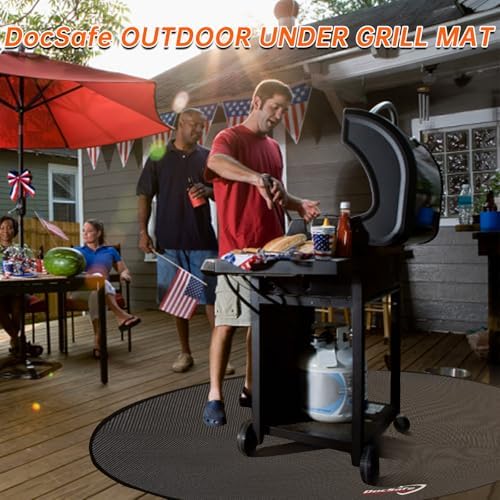 DocSafe 48" Round Fire Pit Mat, 4-Layer Fireproof Under Grill Mat Heat Insulated Indoor Fireplace Pad Protector for Decks,Patios,Grass,Solo Stove Bonfire, Reusable Oil-Proof and Waterproof, Black - Image 2