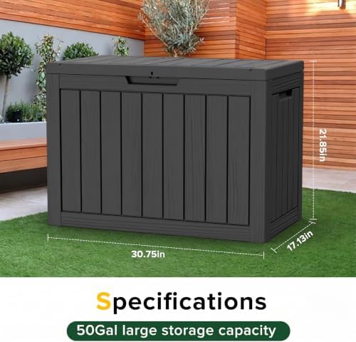 PatioZen 50 Gallon Package Delivery Boxes for Outside, Lokable Secure Resin Package Delivery Box with Lid, Weatherproof and Anti-Theft Storage for Outdoor Front Door, Porch, Curbside, House (Black) - Image 4