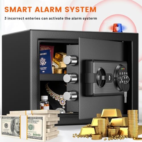 1.2 Cu Ft Small Safe Box for Home with Digital Keypad and Key Lock - Image 6