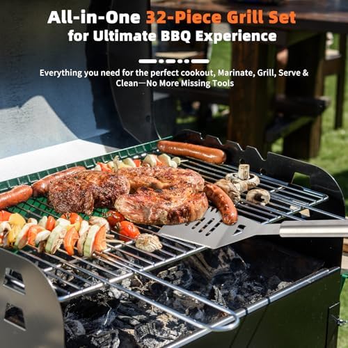 MUYFIO 32 Pcs BBQ Grill Accessories, Heavy Duty Grill Tools Set, BBQ Gifts - Image 3
