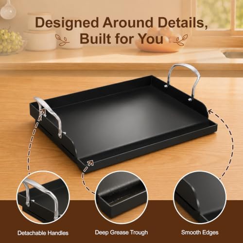 QuliMetal 17" x 13" Nonstick Coated Cast Iron Grill Griddle - Image 4