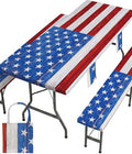 Picnic Table Cover with Bench Covers Waterproof Rectangle Tablecloth Camping Essentials Supplies Rv Travel Gear Must Haves Accessories Fitted Table Cloth Outdoor Road Trip Camper Gifts American Flag by Wrakus