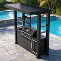 94-Inch 6-Burner 85000 BTU Natural Gas Grill Island with Shed, 304 Stainless Steel Black, Outdoor Kitchen with Wine Cooler, Rotisserie, Granite Countertops & Storage, For Backyard BBQ, Black by Dvasovio