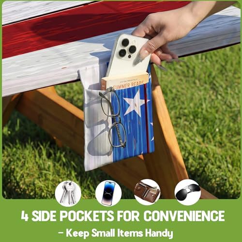 Picnic Table Cover with Bench Covers Waterproof Rectangle Tablecloth Camping Essentials Supplies Rv Travel Gear Must Haves Accessories Fitted Table Cloth Outdoor Road Trip Camper Gifts American Flag - Image 5