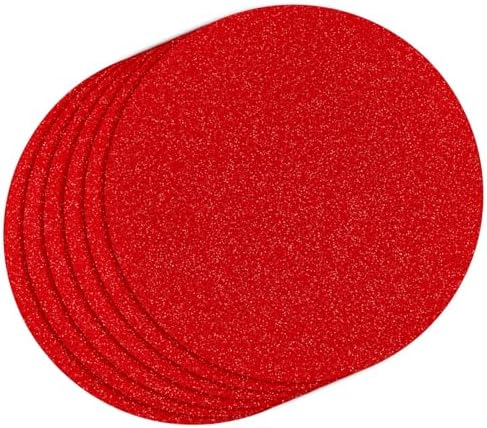 100 PCS Red Paper Placemats Round Place Mat Glitter Disposable Paper Charger Doilies Tablemats for Christmas Valentines Party Birthday Wedding Dinner Table Decor(13x13inch) by timecity