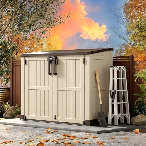 Horizontal Outdoor Storage Cabinet Box 36 Cu Ft with Lockable Doors, Outdoor Storage Shed Portable Waterproof for Backyard Garden by Unknown